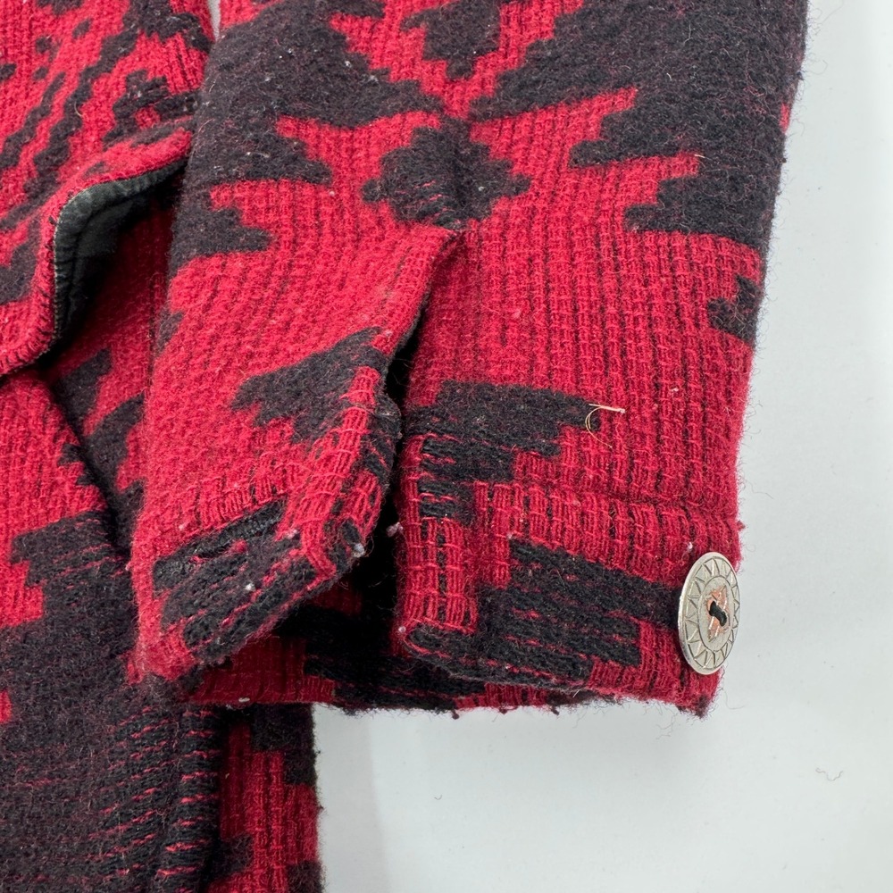 Woolrich Cruiser Jacket Mens M Red Black Southwestern Wool Blend Vintage USA - Picture 6 of 14